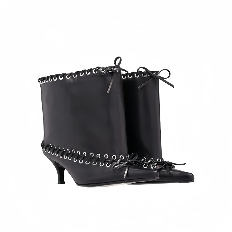 Street Fashion Week - European Luxurydesigner Butterflybow Decorationkitten Heelsandwide Calf