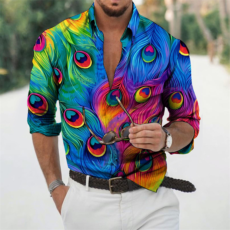 Street Fashion In Korea - Peacock 3D Print Shirts Street Style