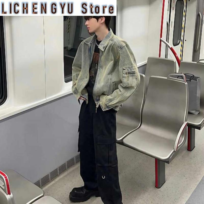 Street Fashion In Korea - Men's Jean Jacket Autumn Vintage Washed
