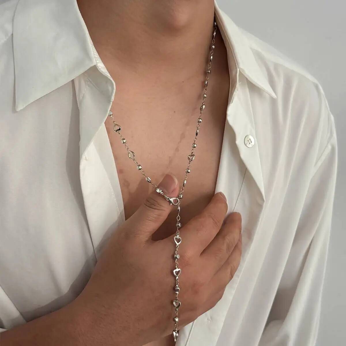 Street Fashion Mood - IngeSight.Z Punk Rhinestone Hollwout Heart Chain
