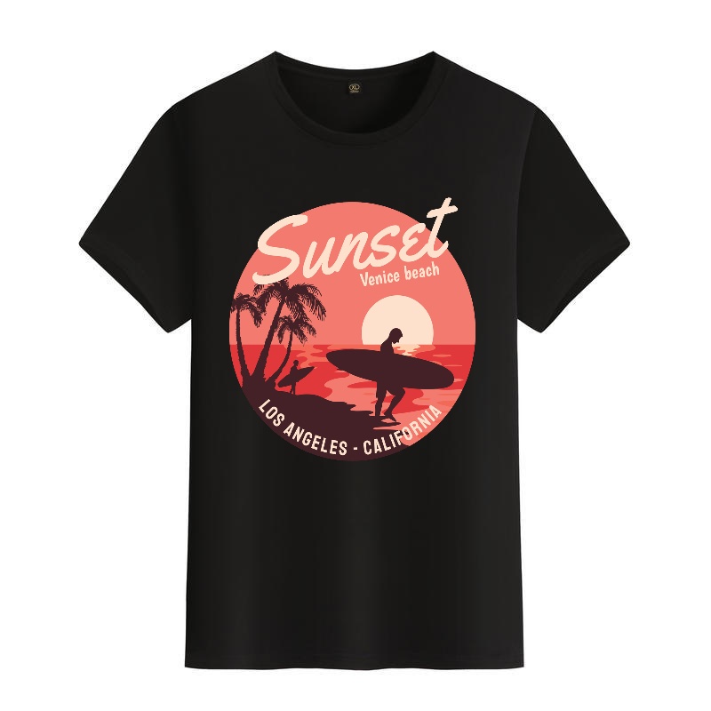 Men's Black Round-Neck Short-S - Street Fashion Venice avaliação e preço