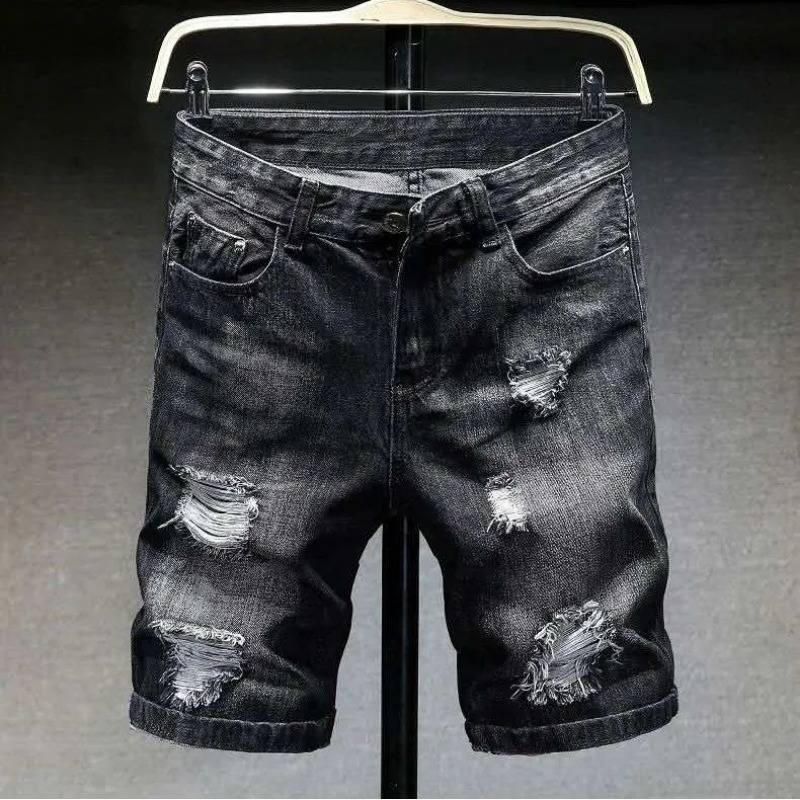 Men's Ripped Denim Shorts Summ - Distressed Jean Rip avaliação e preço