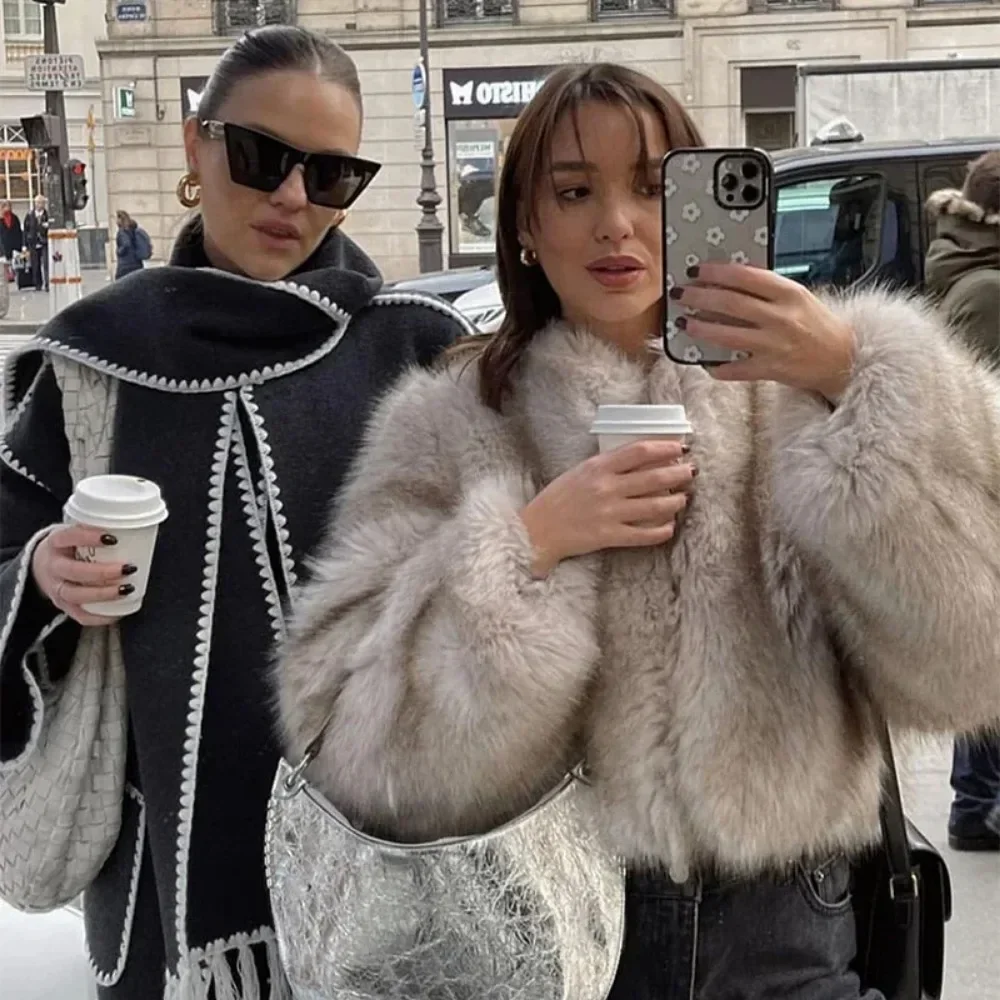 OFTBUY Faux Fur Jacket Women S - Street Fashion Week avaliação e preço