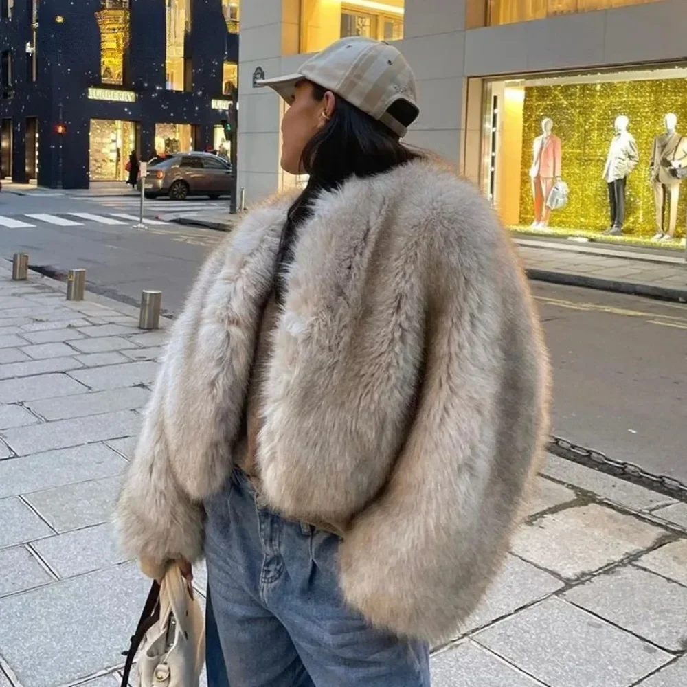 OFTBUY Faux Fur Jacket Women S - Street Fashion Week avaliação e preço