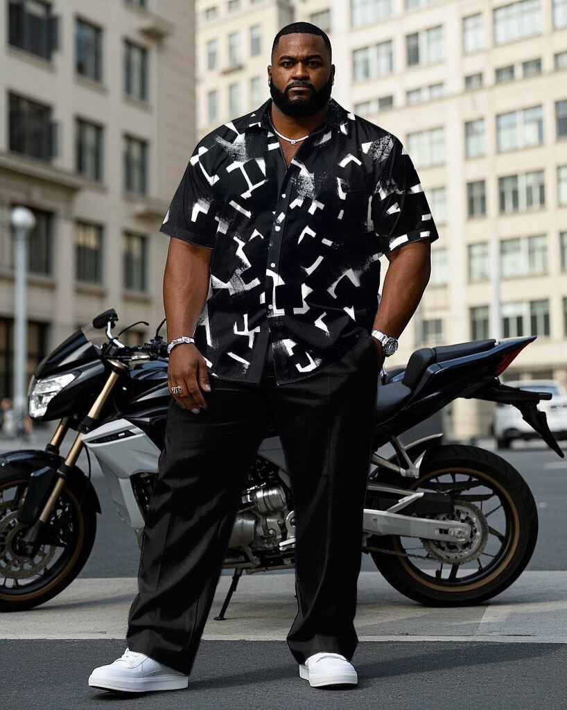 S-9XL Plus Size Men's Geometri - Camo Pattern Set avaliação e preço