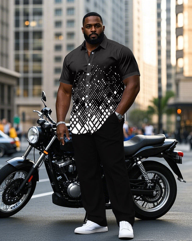 S-9XL Plus Size Men's Geometri - Camo Pattern Set avaliação e preço