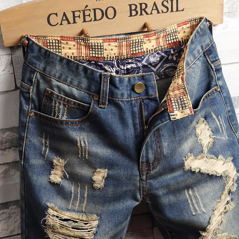 Ripped Hip-hop Denim Shorts Me - Distressed Jean Rip avaliação e preço