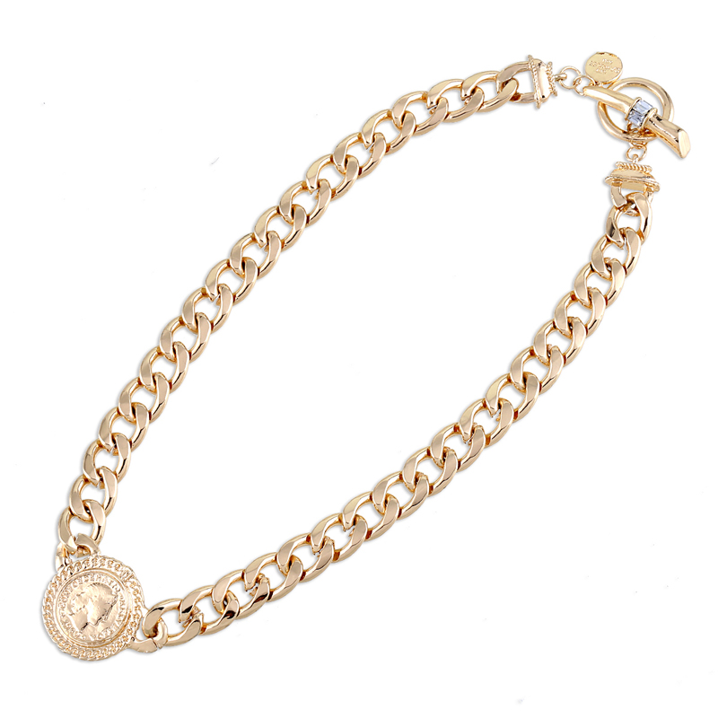 Gold Plated Queen Coin Chains  - Street Fashion Show avaliação e preço