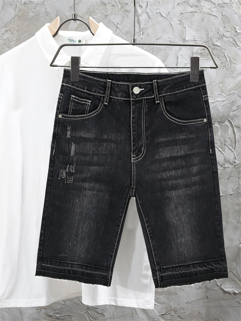 Men's Stretch Black Jorts Stre - Street Fashion In Korea avaliação e preço