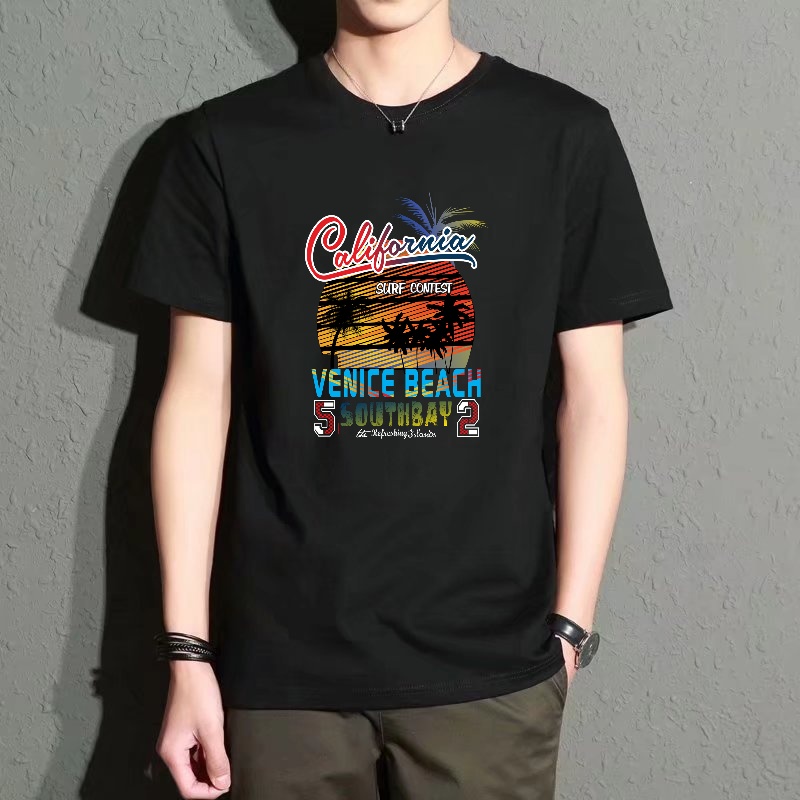 Men's Black Round-Neck Short-S - Street Fashion Venice avaliação e preço