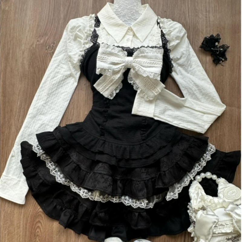 Y2k Aesthetic Lolita Style 3 P - Street Fashion Harajuku avaliação e preço