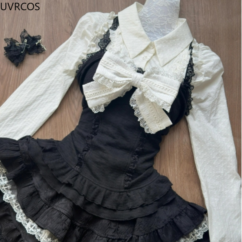 Y2k Aesthetic Lolita Style 3 P - Street Fashion Harajuku avaliação e preço
