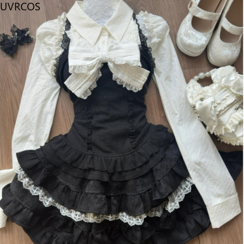 Y2k Aesthetic Lolita Style 3 P - Street Fashion Harajuku avaliação e preço
