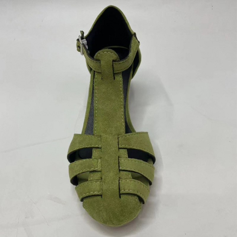 Women's Green Suede Kitten Hee - Street Fashion Dress avaliação e preço