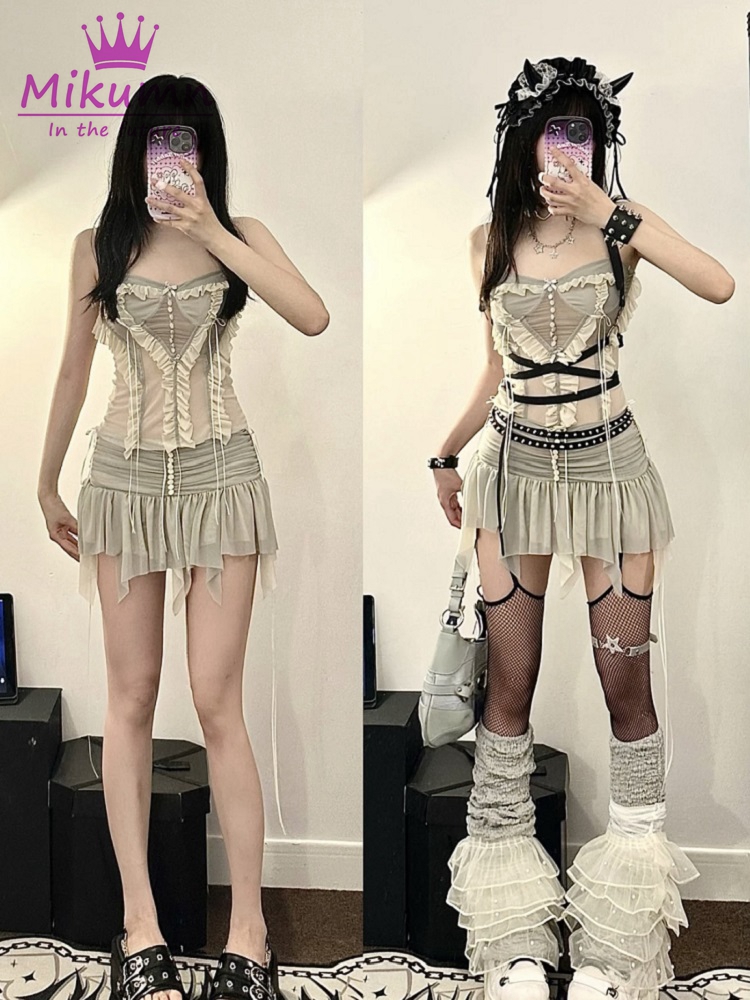 Y2k Two Piece Set Outfit Aesth - Street Fashion Harajuku avaliação e preço
