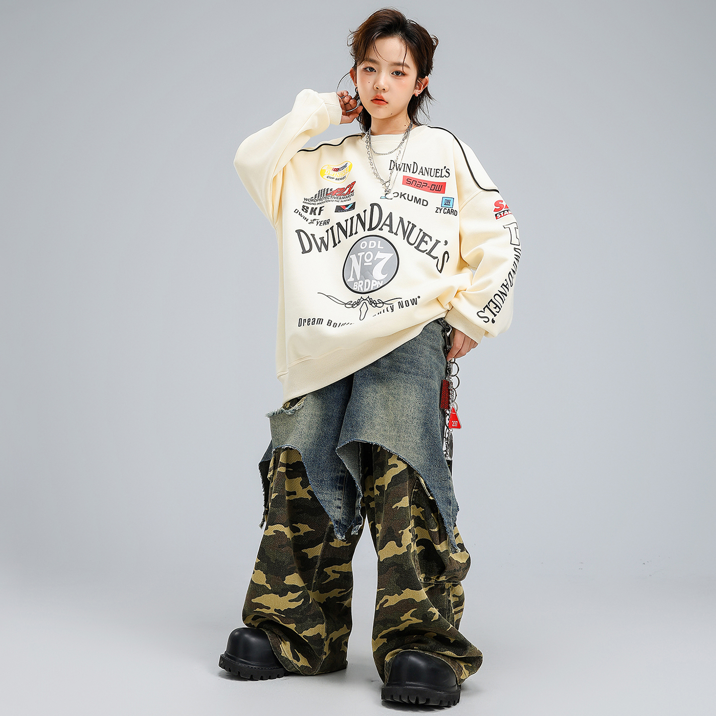 Hip Hop Boys Loose Shirt Camo  - Camo Pattern Set avaliação e preço