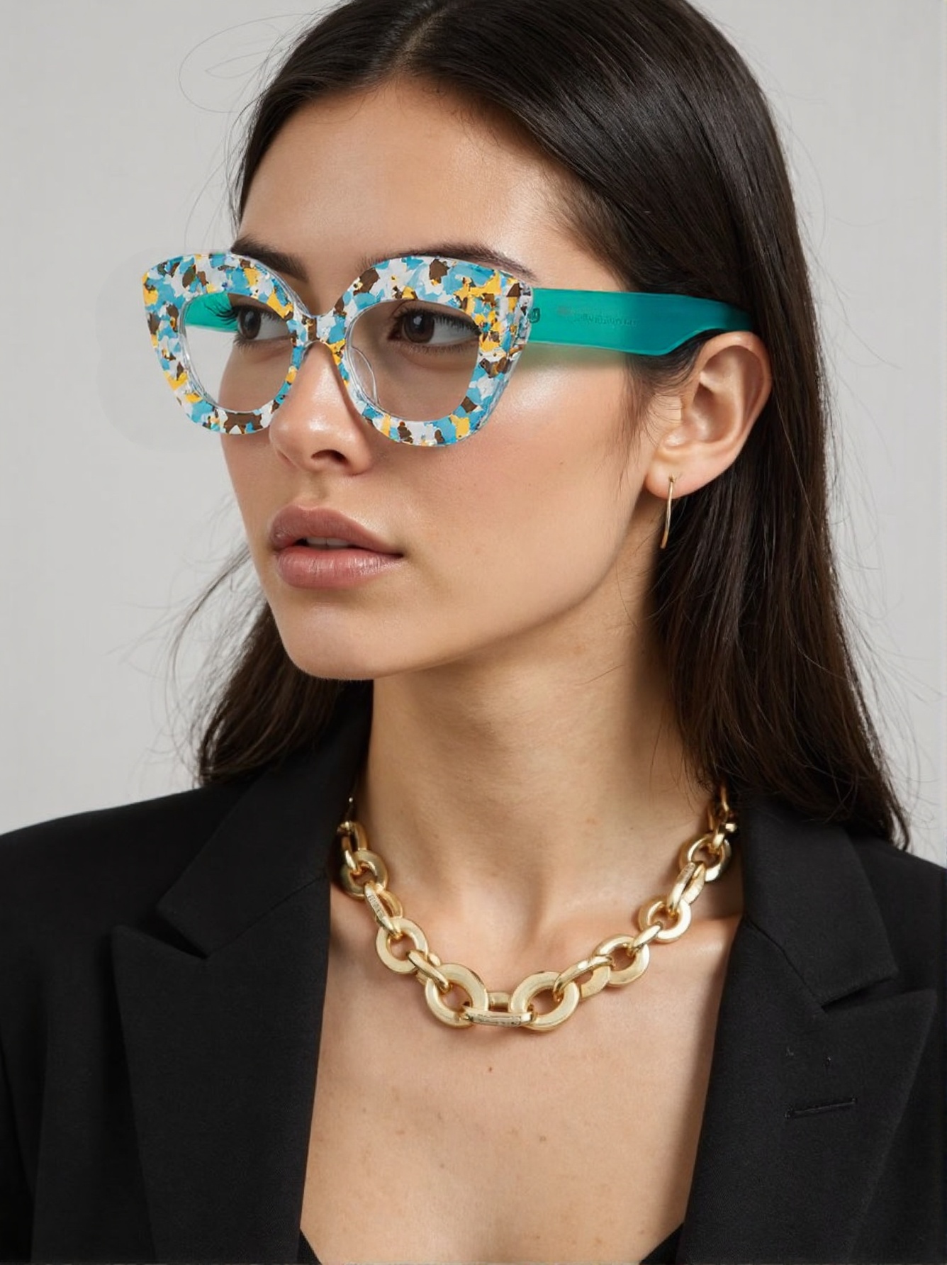 Large Frame Cat-Eye Floral Gla - Street Fashion Show avaliação e preço