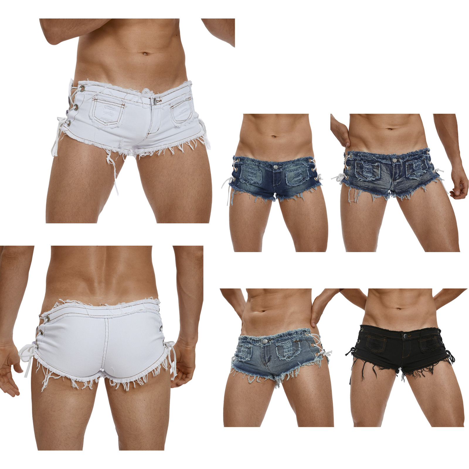 Mens Low Rise Extra Short Hot  - Distressed Jean Rip avaliação e preço