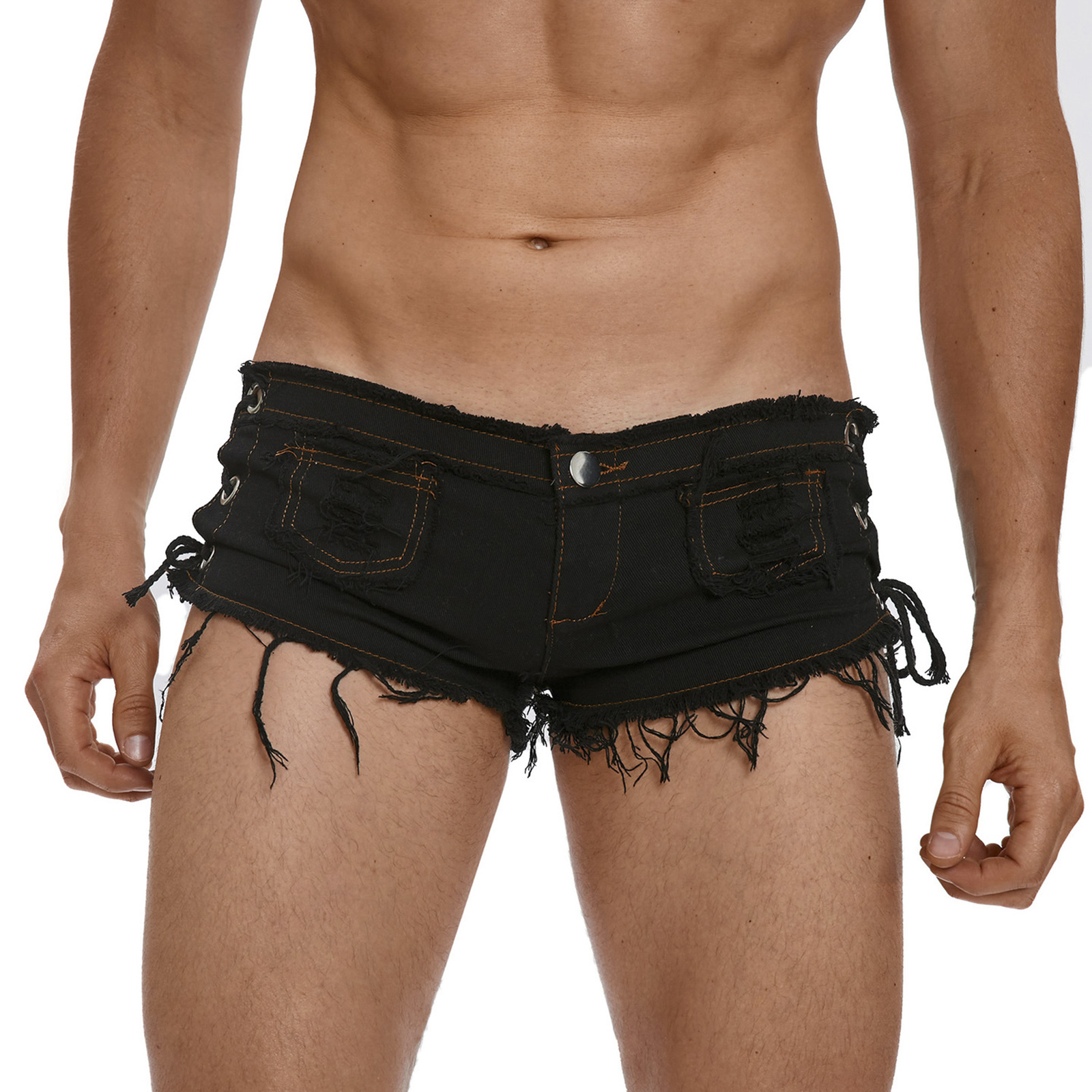 Mens Low Rise Extra Short Hot  - Distressed Jean Rip avaliação e preço
