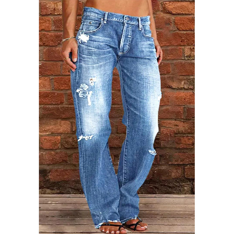 Women's High Waist Distressed  - Distressed Jean Rip avaliação e preço