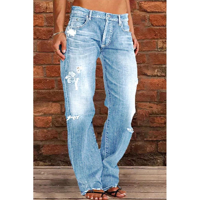 Women's High Waist Distressed  - Distressed Jean Rip avaliação e preço