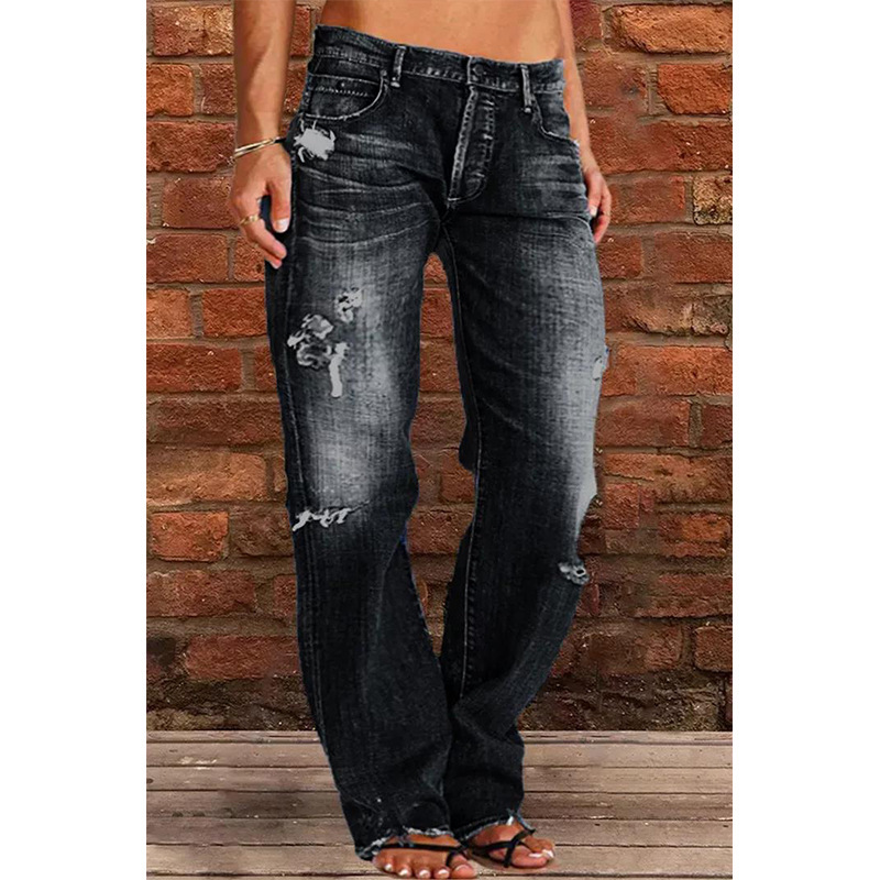 Women's High Waist Distressed  - Distressed Jean Rip avaliação e preço