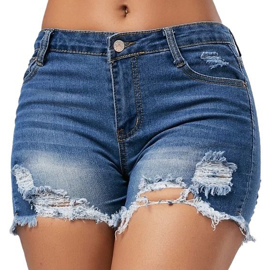 Shorts Women Hole Jeans Short  - Distressed Jean Rip avaliação e preço