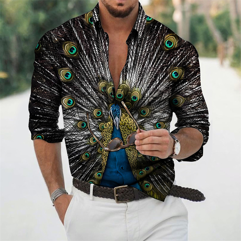 Peacock 3D Print Shirts Street - Street Fashion In Korea avaliação e preço