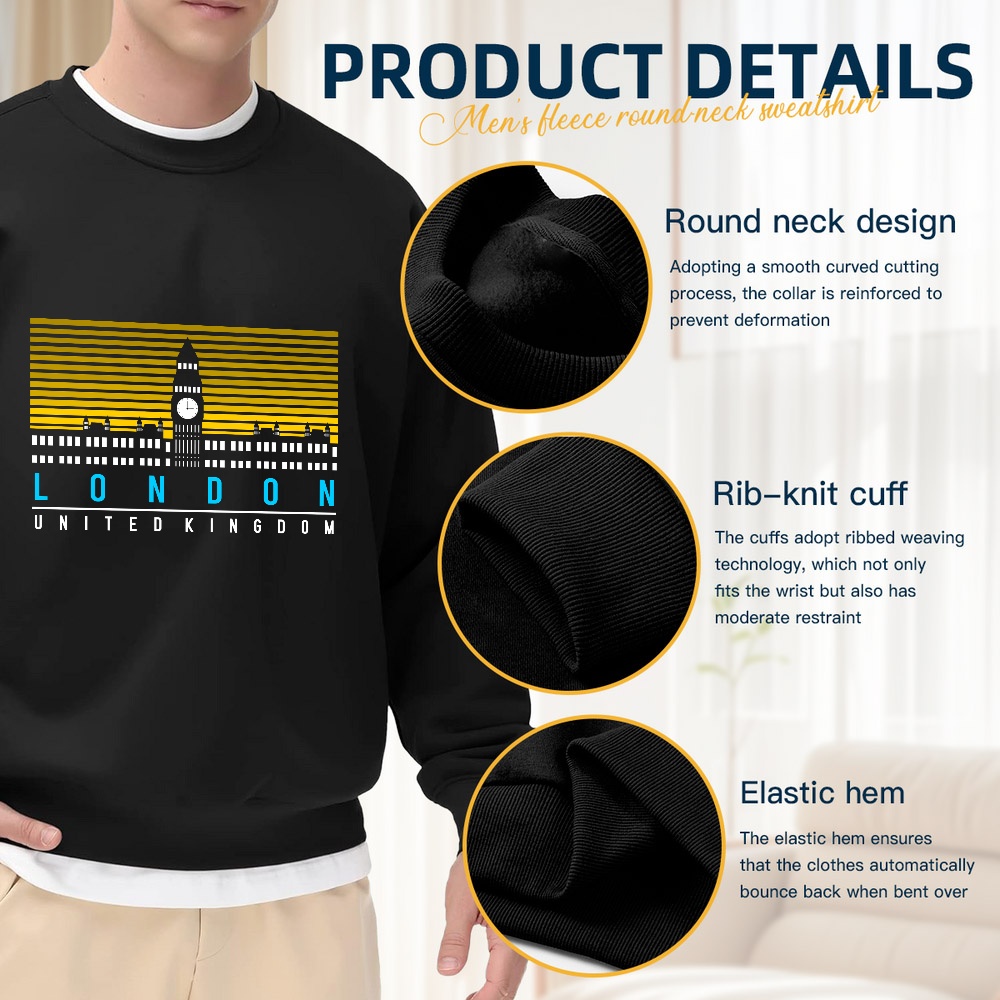 Men's Black Crew Neck Loose Sw - Street Fashion London avaliação e preço