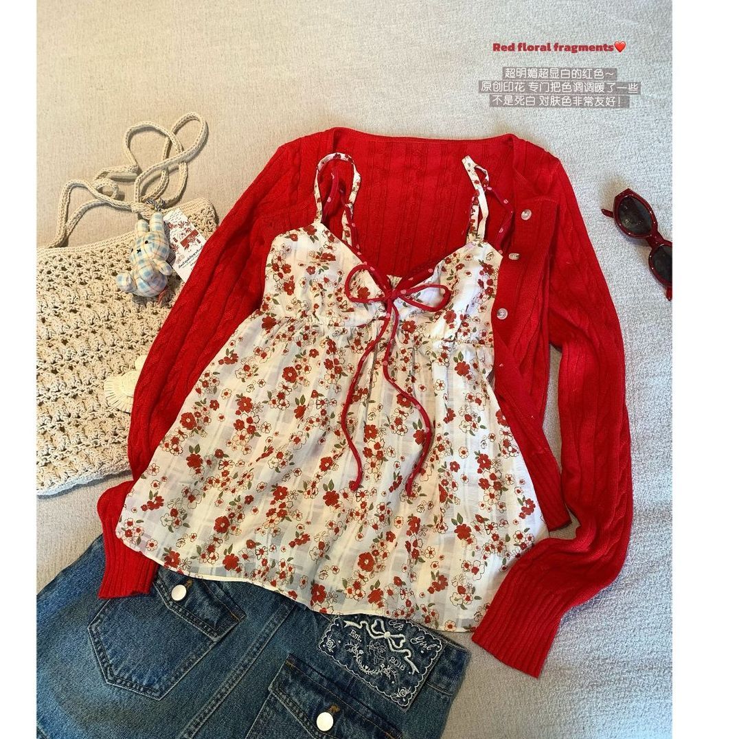 Sweet Floral Sling Y2k Punk Vi - Street Fashion In Korea avaliação e preço