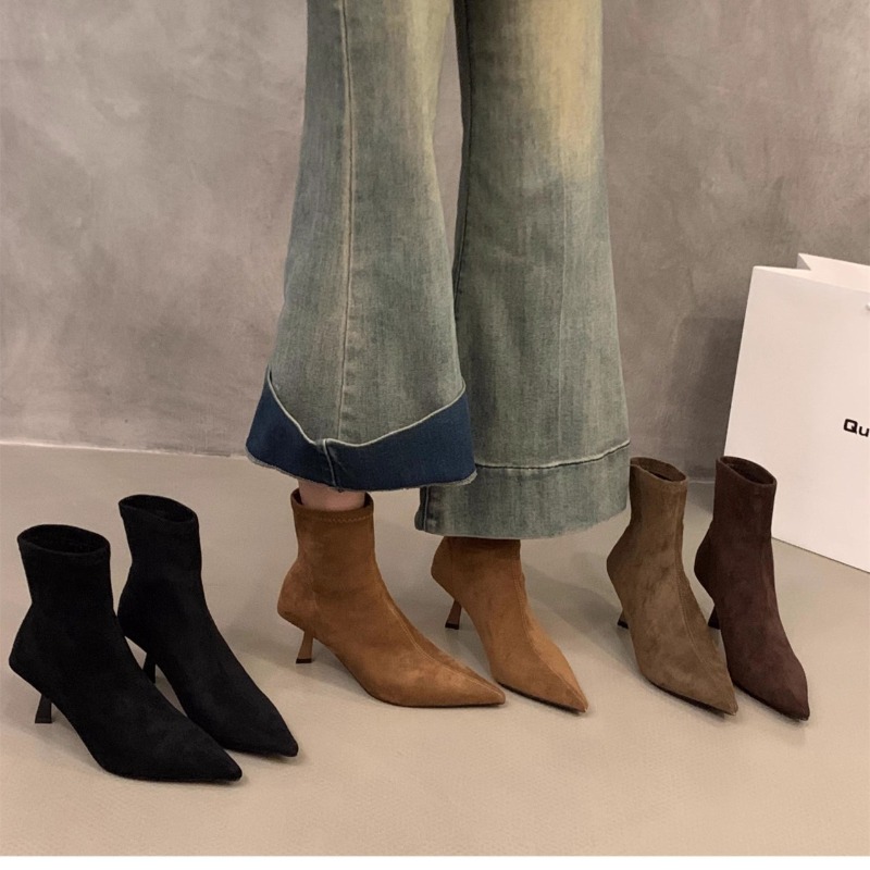 Women's Suede Stretch Ankle Bo - Street Fashion Dress avaliação e preço