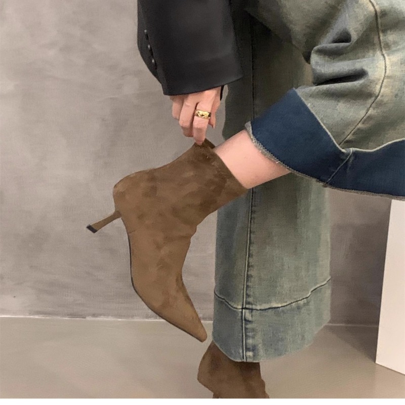Women's Suede Stretch Ankle Bo - Street Fashion Dress avaliação e preço