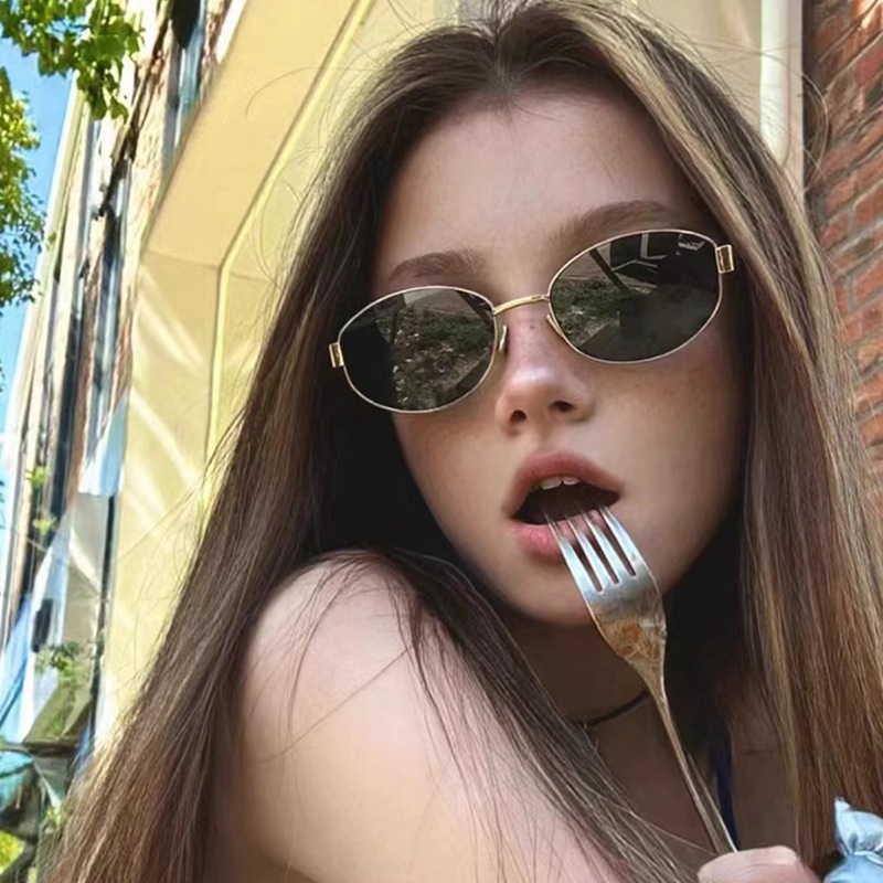 Korea New Oval Alloy Sunglasse - Street Fashion In Korea avaliação e preço