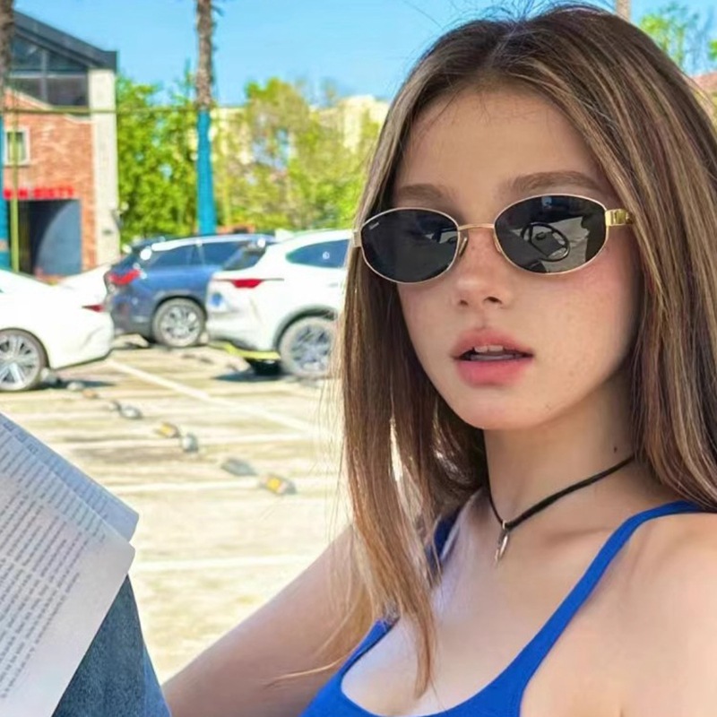 Korea New Oval Alloy Sunglasse - Street Fashion In Korea avaliação e preço