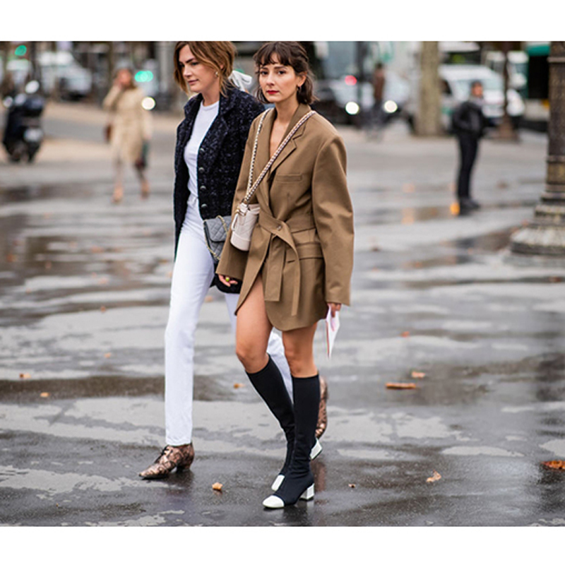 Chic Khaki Midi Suit Dress Fas - Street Fashion Week avaliação e preço