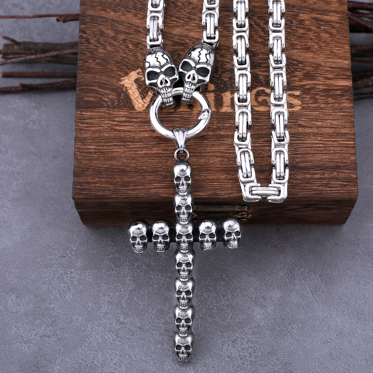 Stainless Steel Cross Skull Pe - Street Fashion Mood avaliação e preço
