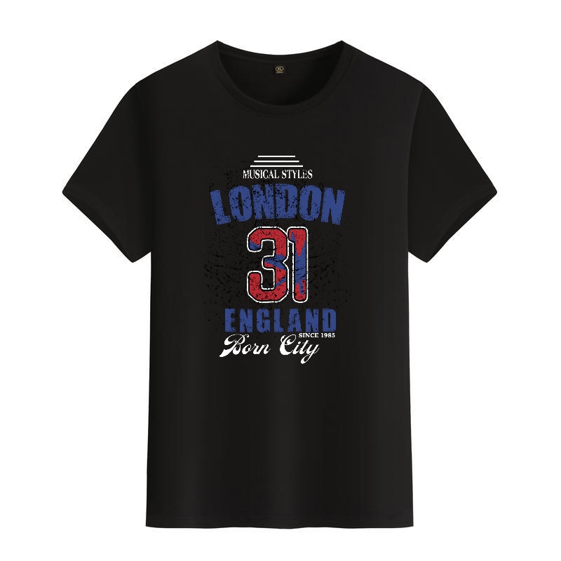 Men's Black Round-Neck Short-S - Street Fashion London avaliação e preço