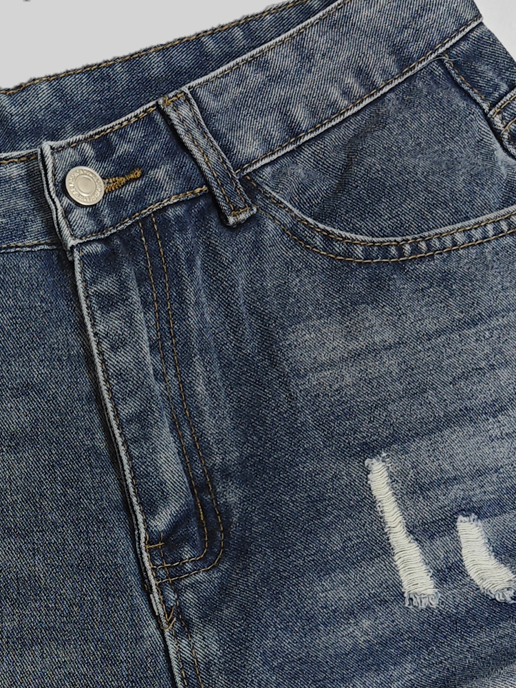 Light Blue Denim Shorts Men's  - Distressed Jean Rip avaliação e preço