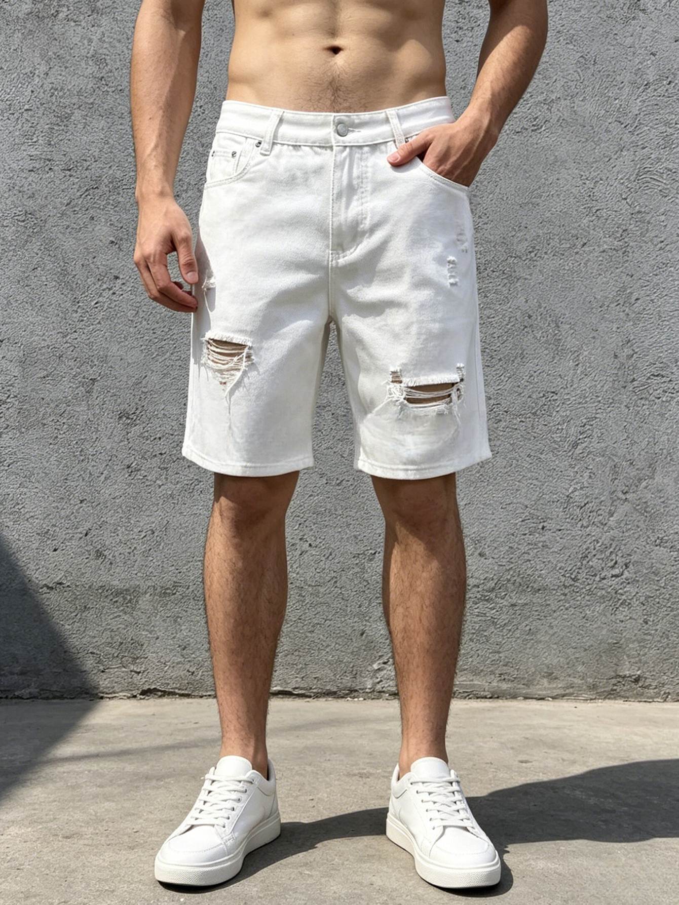 Men Jeans Denim Pants Clothing - Distressed Jean Rip avaliação e preço
