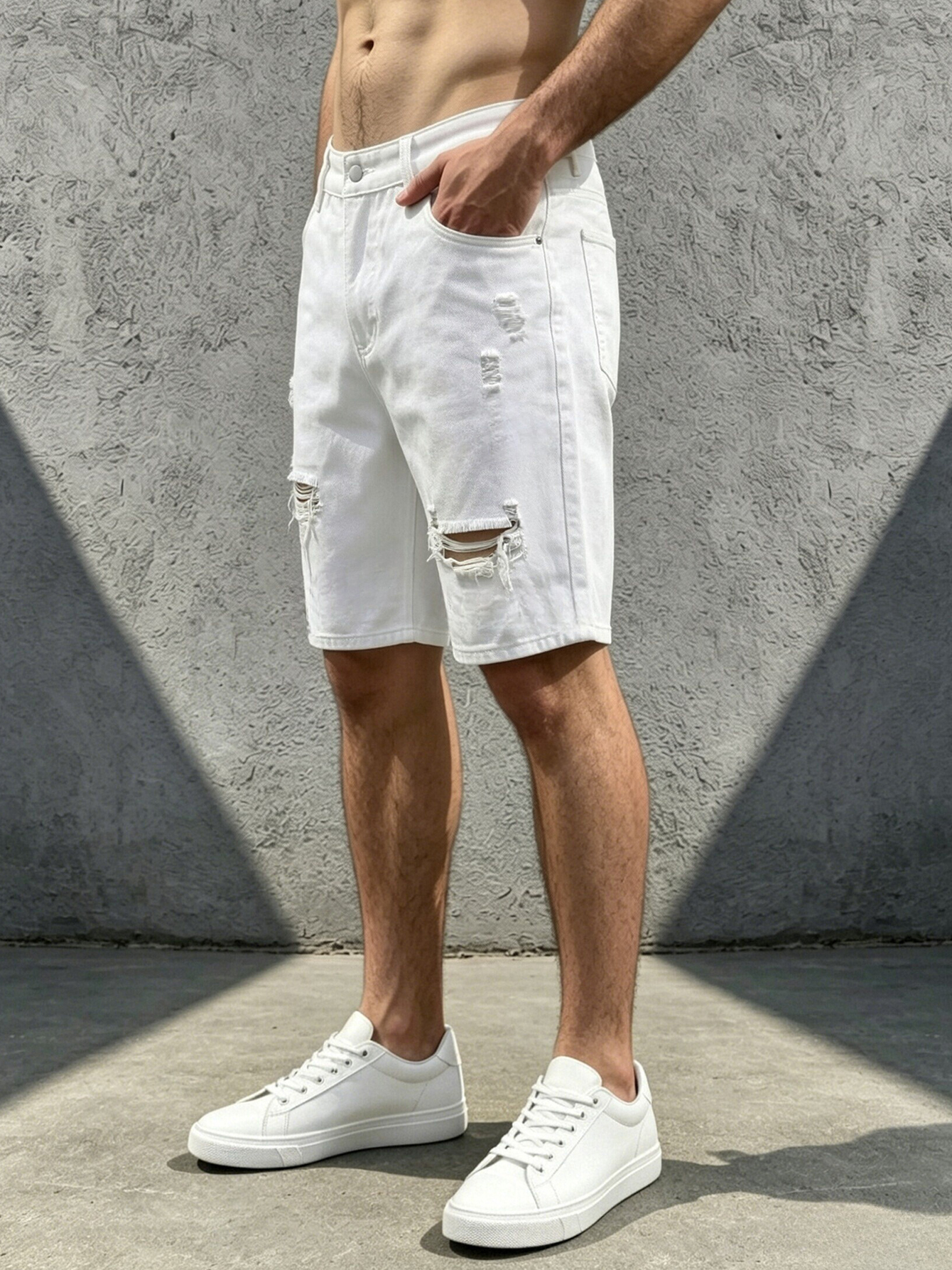 Men Jeans Denim Pants Clothing - Distressed Jean Rip avaliação e preço
