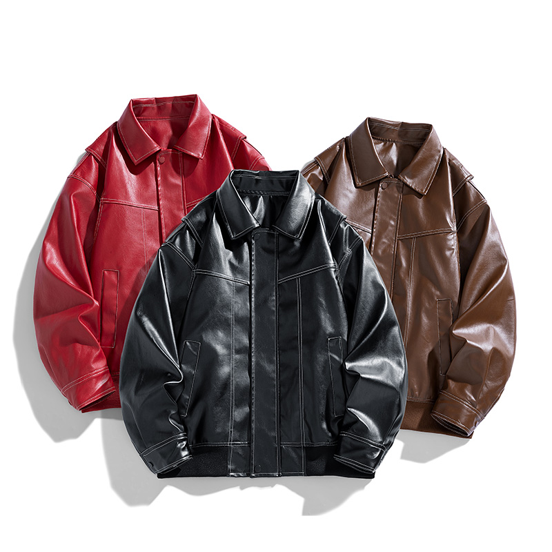 American Retro PU Leather Red  - Street Fashion Couple avaliação e preço