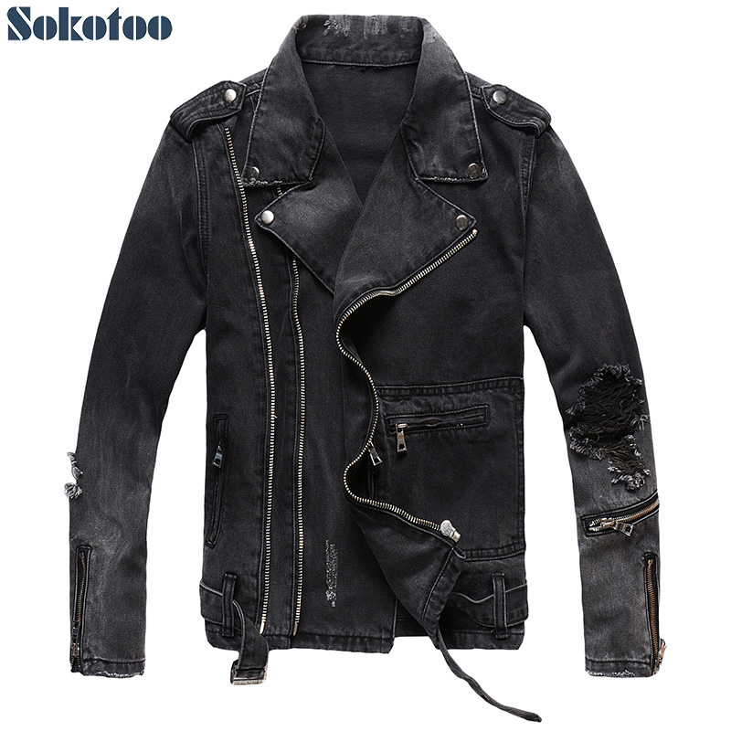 Sokotoo Men's zippers black de - Distressed Jean Rip avaliação e preço