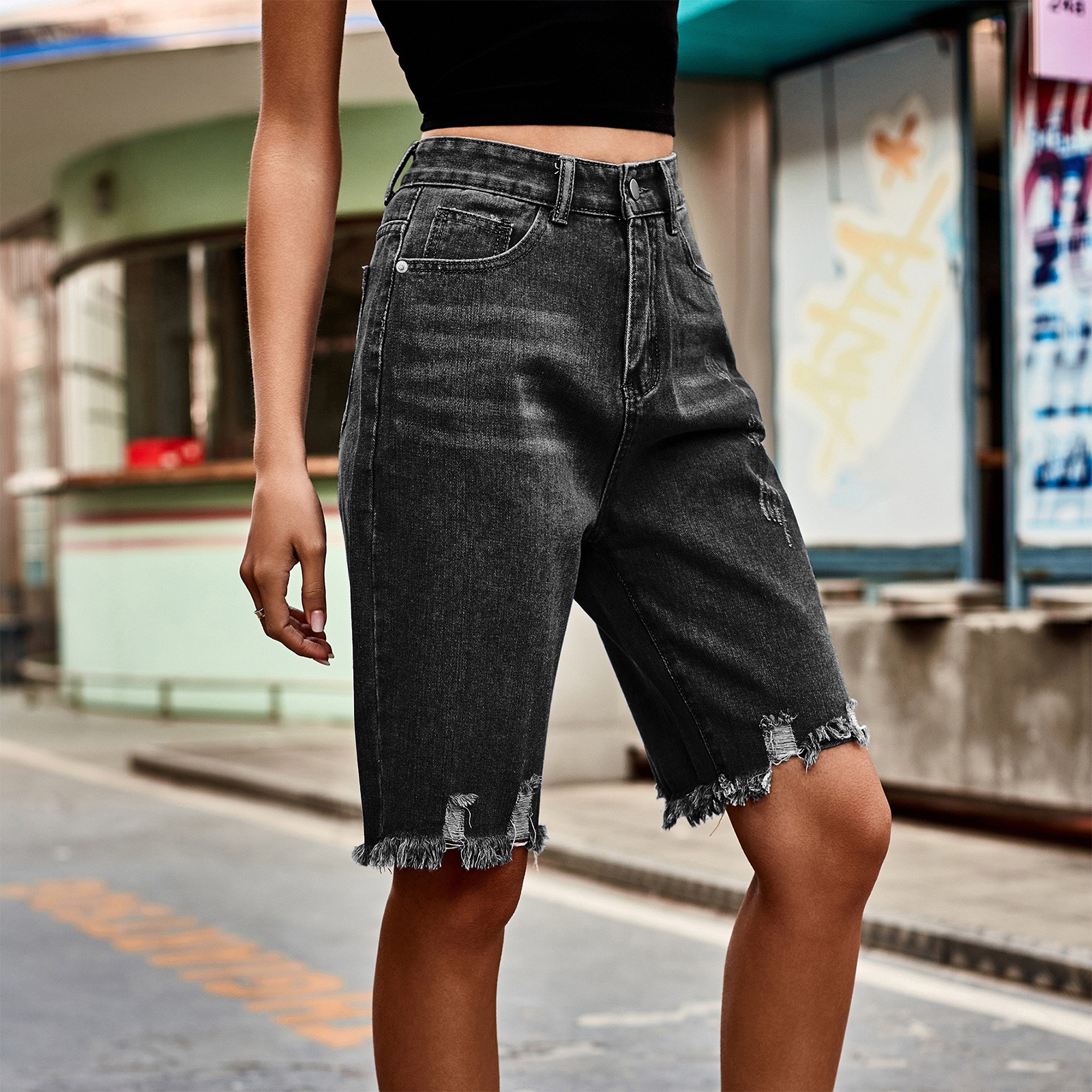 Summer Women's Clothing Distre - Distressed Jean Rip avaliação e preço