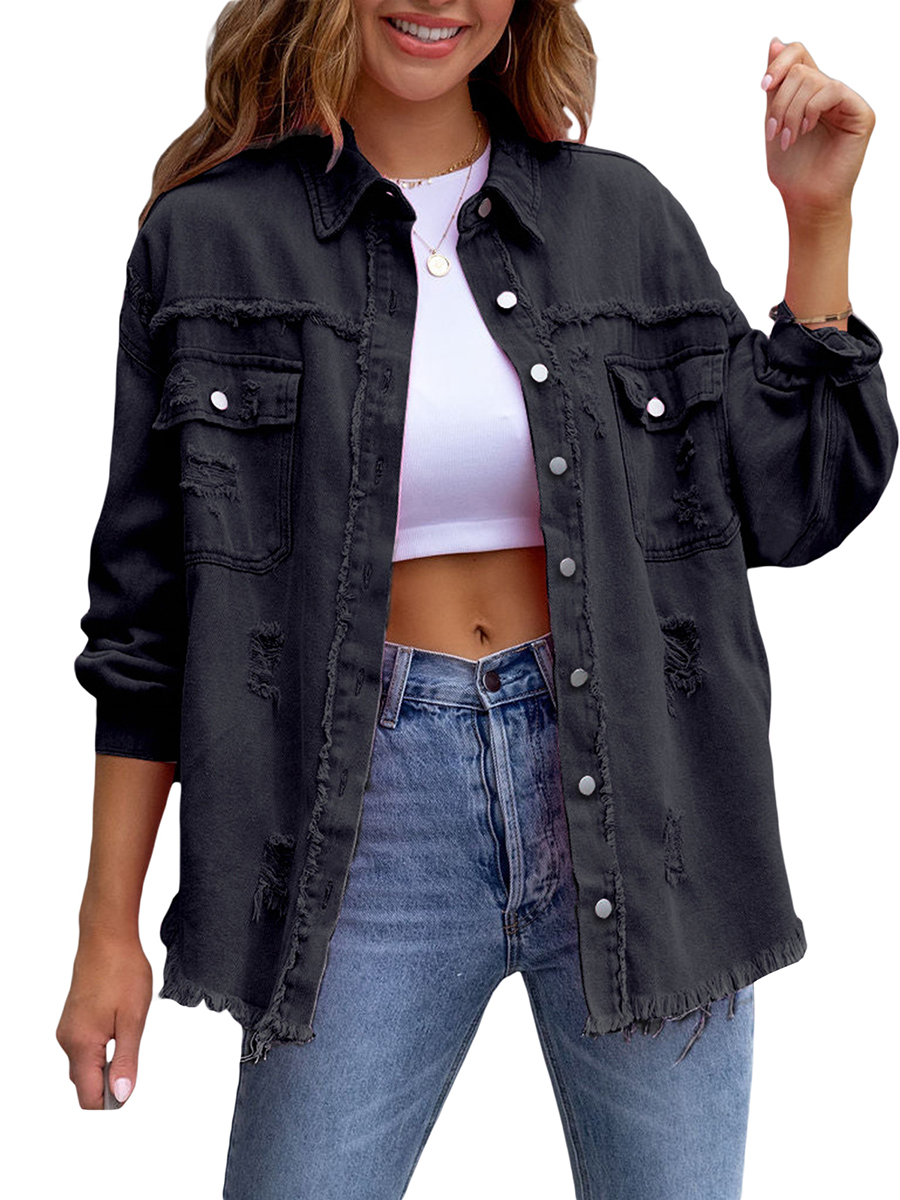 Women's Fashion Casual Ripped  - Distressed Jean Rip avaliação e preço