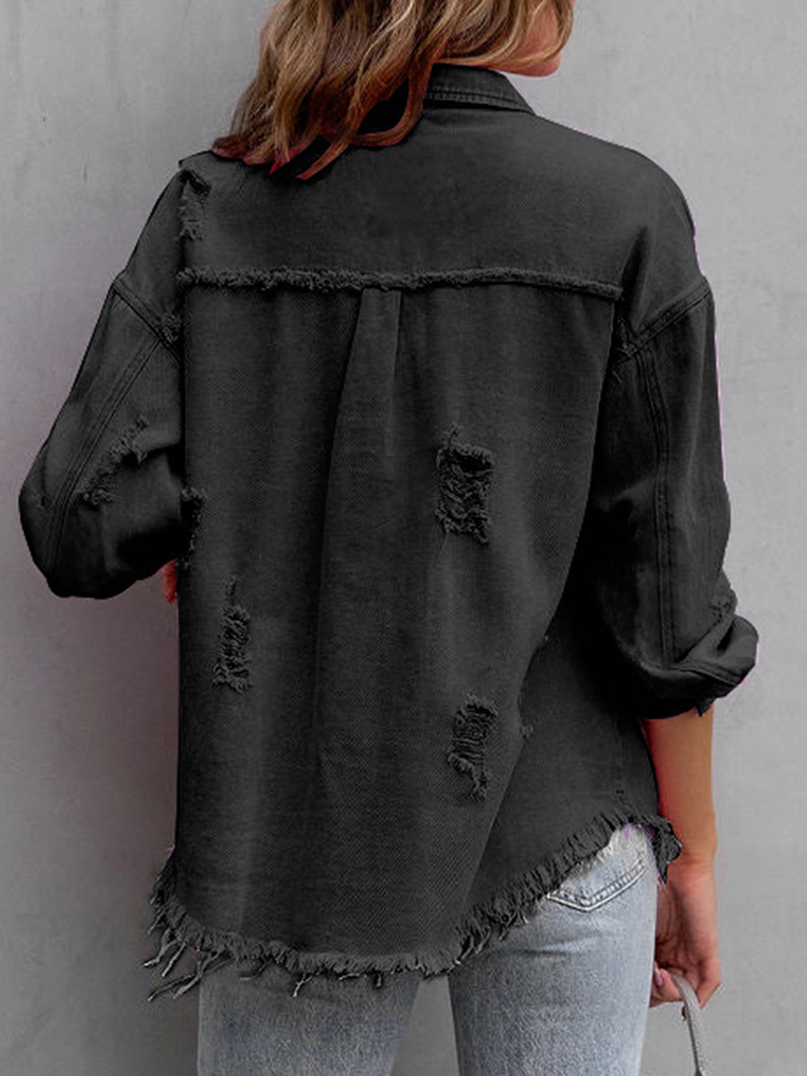 Women's Fashion Casual Ripped  - Distressed Jean Rip avaliação e preço