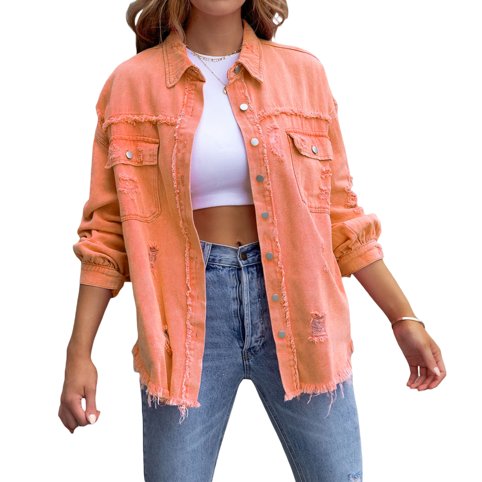 Women's Fashion Casual Ripped  - Distressed Jean Rip avaliação e preço