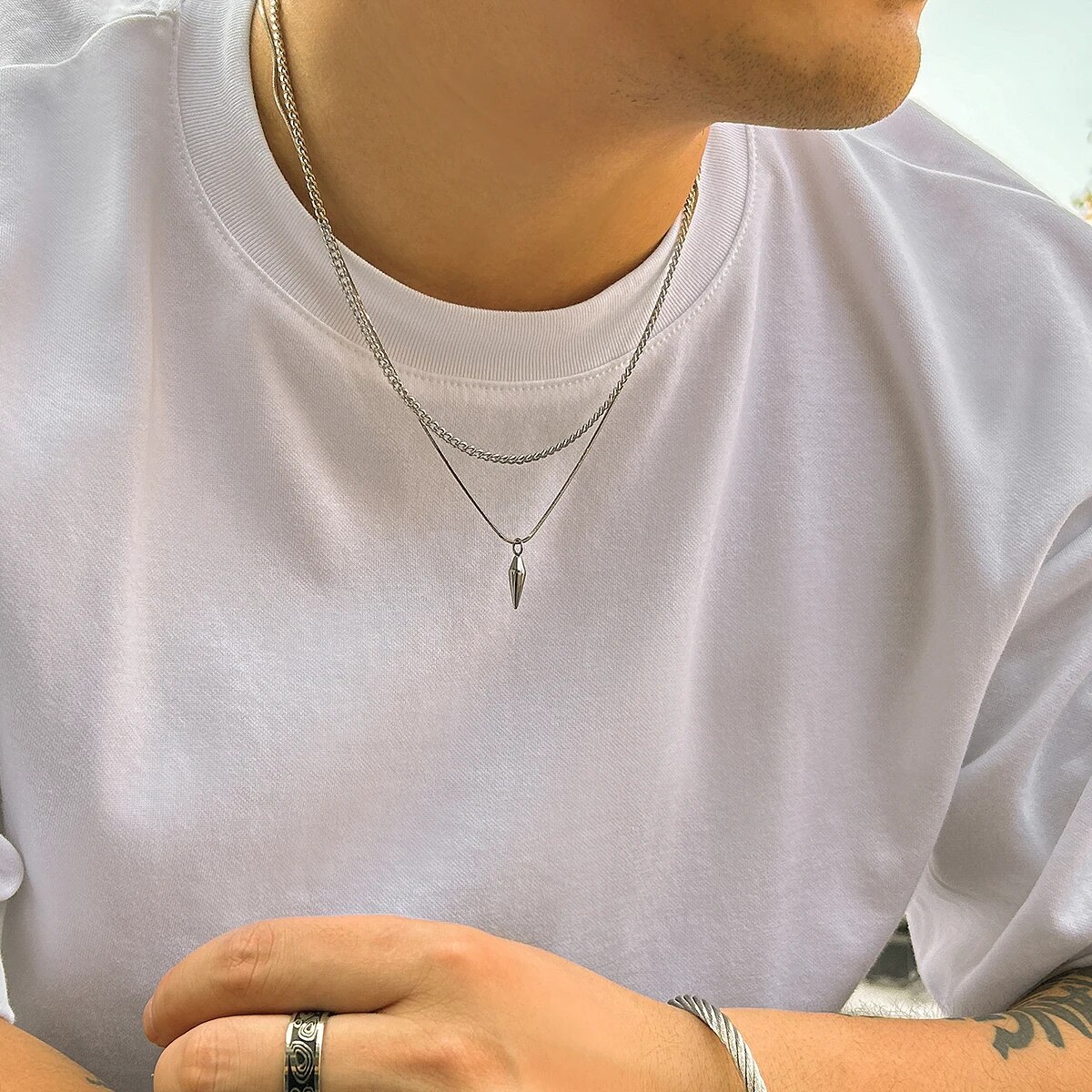 2Pcs/Set Trend Rivet Pendant N - Street Fashion Mood avaliação e preço
