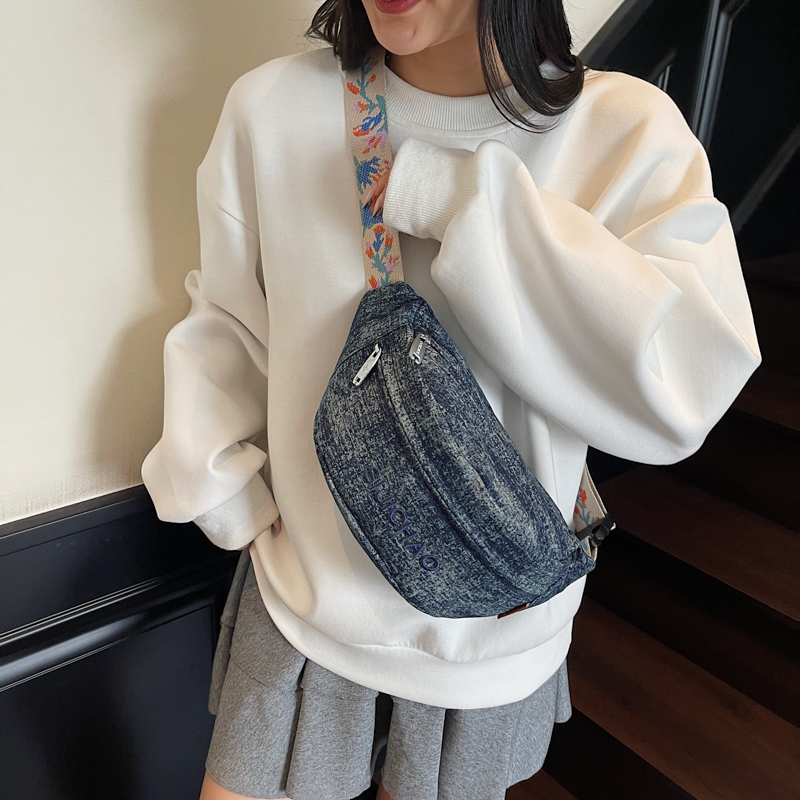 Denim Blue Chest Bags For Wome - Street Fashion Mood avaliação e preço