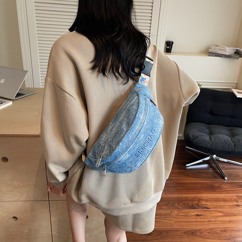 Denim Blue Chest Bags For Wome - Street Fashion Mood avaliação e preço